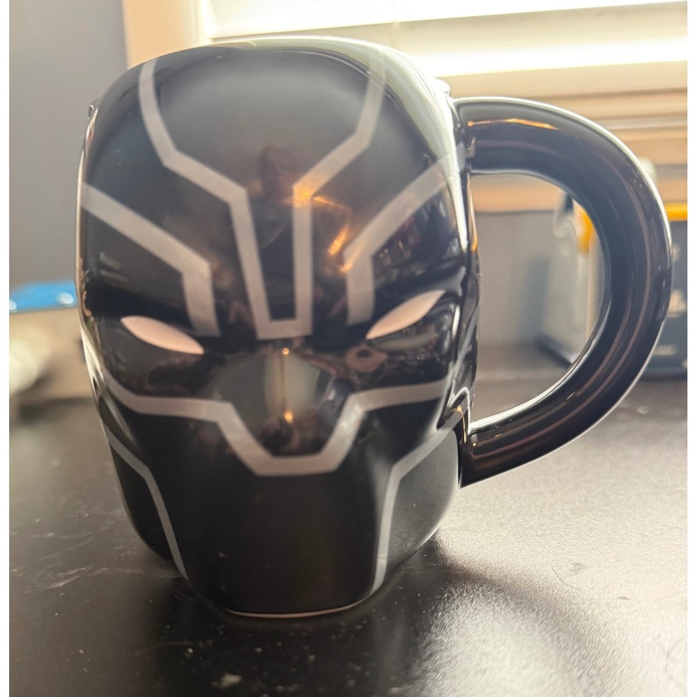 Marvel Black Panther 3D Mask Ceramic Coffee Mug CultureFly Black Silver T'Challa